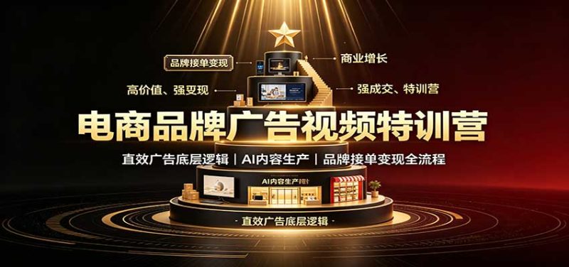 电商品牌广告视频特训：直效广告底层逻辑，AI内容生产，品牌接单变现全流程-初遇资源网