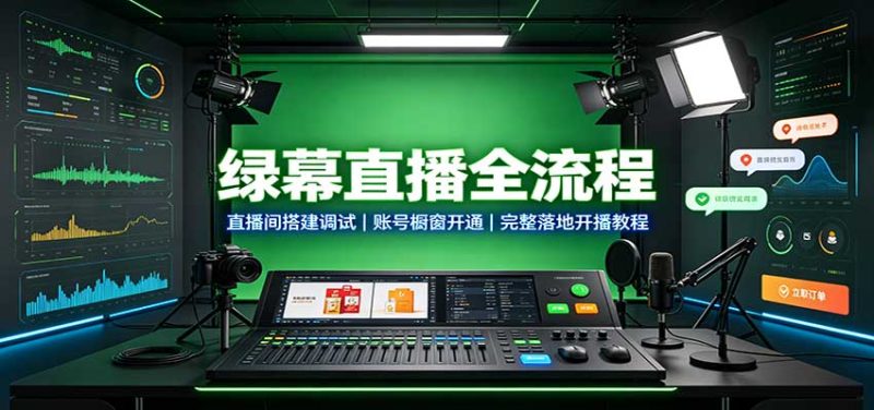 绿幕直播全流程:直播间搭建调试,账号橱窗开通,完整落地开播教程-初遇资源网