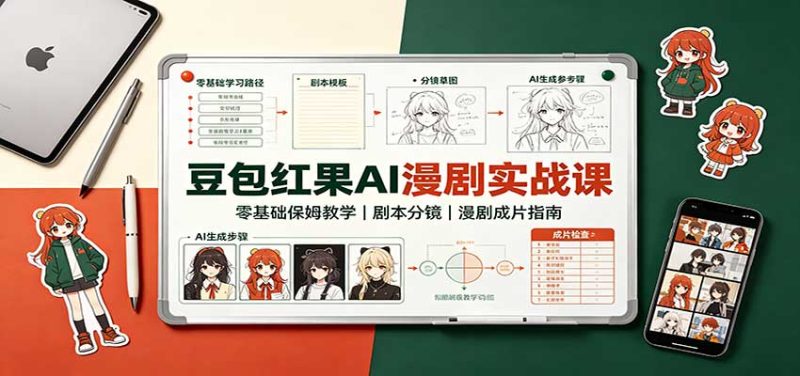 豆包红果AI漫剧实战课:零基础保姆教学,剧本分镜,漫剧成片指南-初遇资源网