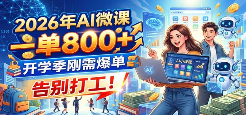 2026年AI微课,一单800+,开学季刚需爆单,告别打工!-初遇资源网