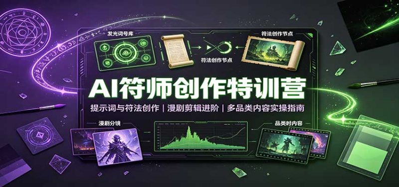AI符师创作特训营:提示词与符法创作,漫剧剪辑进阶,多品类内容实操指南-初遇资源网