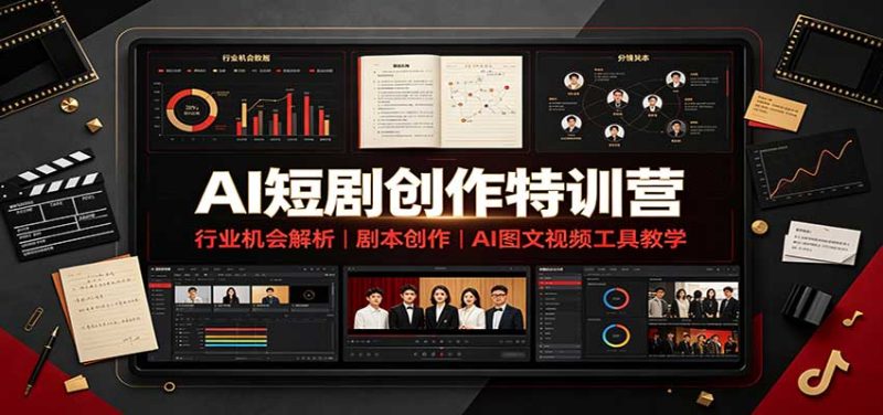 AI短剧创作特训营:行业机会解析,剧本创作,AI图文视频工具教学-初遇资源网