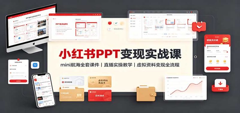 小红书PPT变现实战课:mini航海全套课件+直播实操教学,虚拟资料变现全流程-初遇资源网