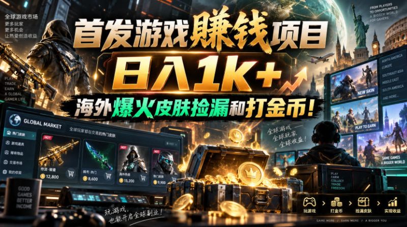 首发游戏賺钱项目,日入1k+,海外爆火皮肤捡漏和打金币!【揭秘】-初遇资源网