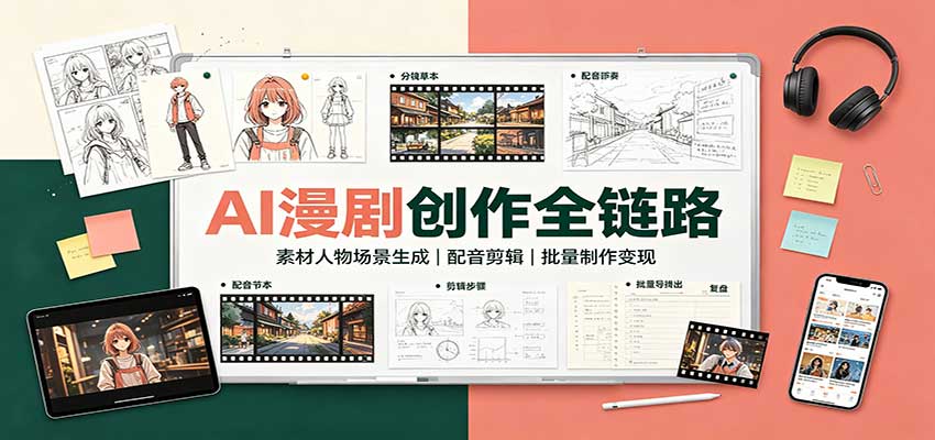 AI漫剧创作全链路：素材人物场景生成，配音剪辑，批量制作变现 - 福缘网