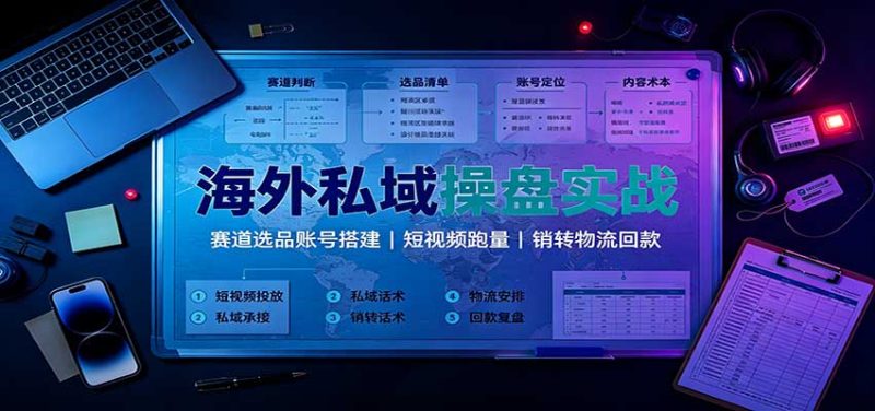 海外私域操盘实战：赛道选品账号搭建，短视频跑量，销转物流回款-初遇资源网