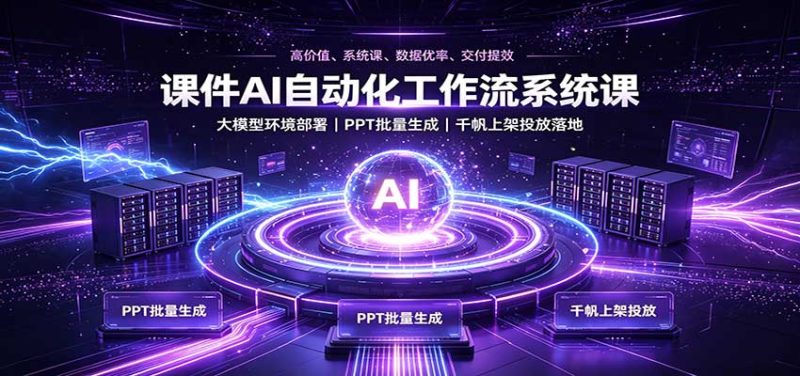课件AI自动化工作流系统课:大模型环境部署,PPT批量生成,千帆上架投放落地-初遇资源网