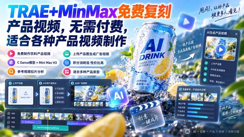 TRAE+MinMax免费复刻产品视频,无需付费,适合各种产品视频制作-初遇资源网