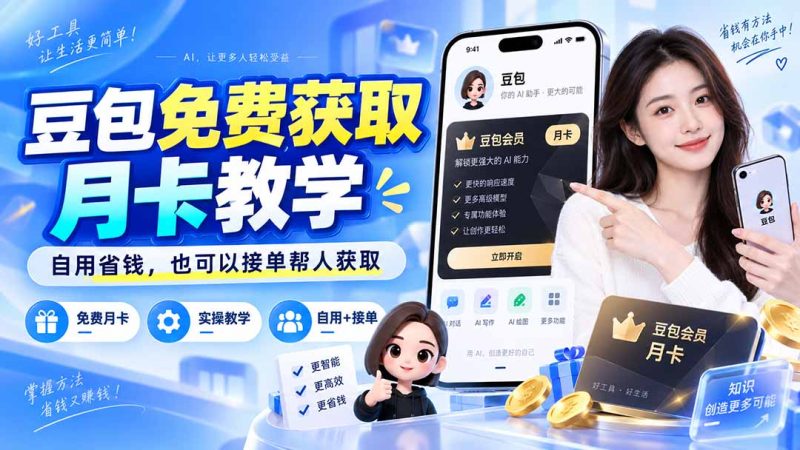 豆包免费获取月卡教学,自用省钱,也可以接单帮人获取-初遇资源网