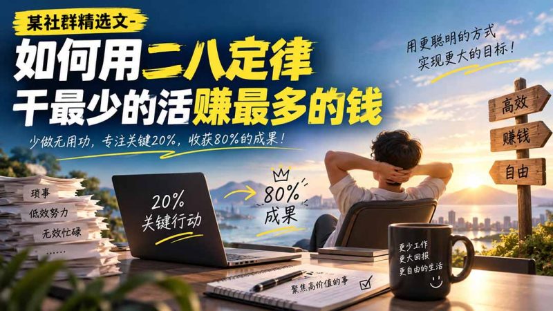 某社群精选文-如何用二八定律干最少的活赚最多的钱-初遇资源网