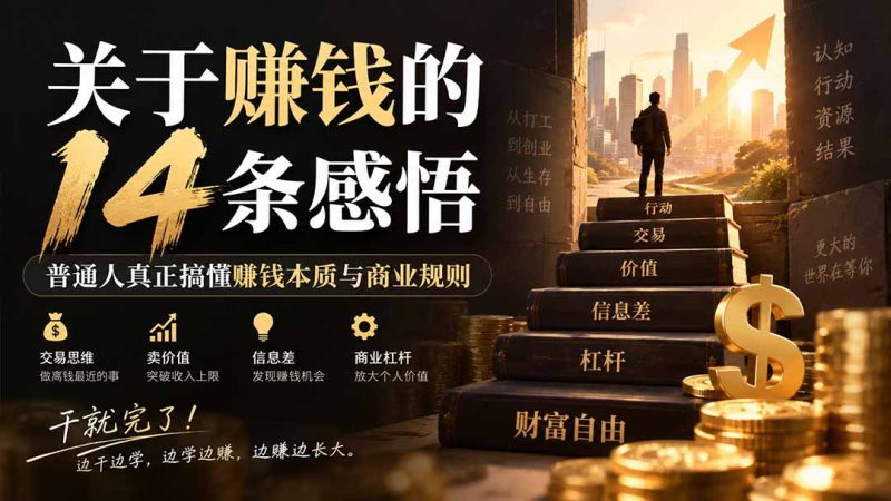 付费文章：关于賺钱的14条感悟关于赚钱的14条感悟：普通人真正搞懂赚钱本质与商业规则-初遇资源网