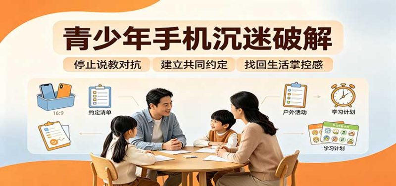 青少年手机沉迷破解：跳出管控说教思维，六步法引导孩子夺回注意力掌控权-初遇资源网