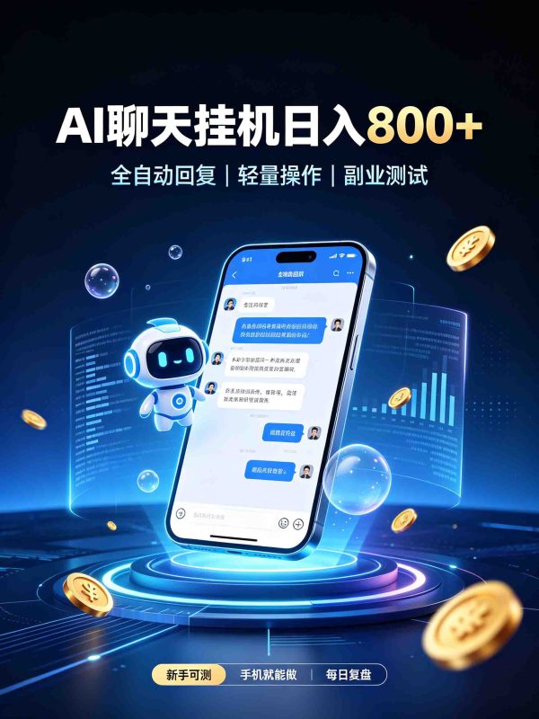AI聊天挂机，日入800+，适用个人副业，工作室矩阵操作-初遇资源网