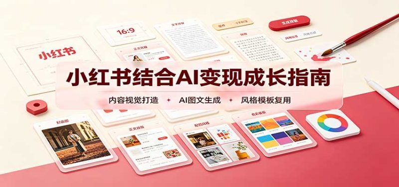 小红书结合AI变现成长指南：账号精准定位，内容视觉打造，搭建可复制流量获客体系-初遇资源网