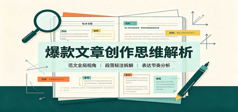 爆款文章创作思维解析：全局视角拆解范文，梳理行文逻辑，搭配真实拆文实操案例-初遇资源网