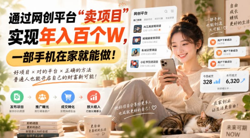 靠卖网创项目变现，一年拿下百万收益！一台手机就能操作！-初遇资源网