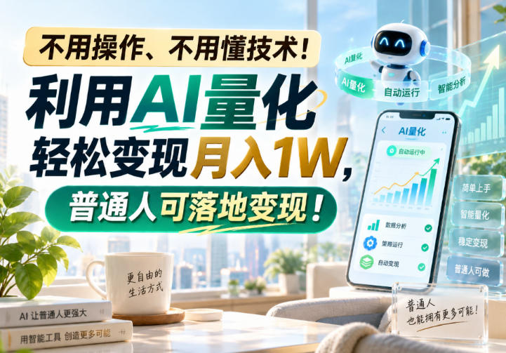 利用AI量化轻松变现月入1W，普通人可落地变现，不用操作、不用懂技术！-初遇资源网