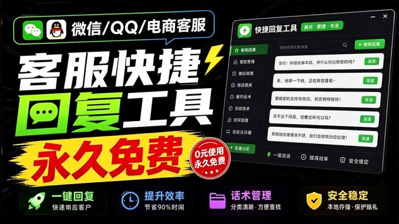 微信/QQ/电商客服快捷回复工具，支持多平台话术库与一键发送，永久免费，使用简单！易歪歪-初遇资源网