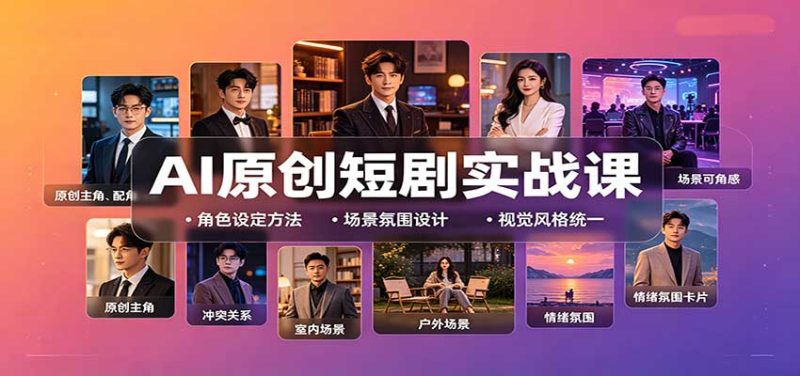 AI原创短剧实战课：从零搭建短剧创作全流程，批量产出可上线剧本-初遇资源网