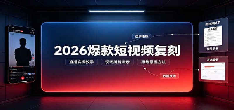 2026爆款短视频复刻:直播实操教学,配套文字文档掌握全流程-初遇资源网