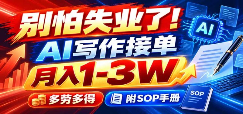 别怕失业了！AI写作接单月入1-3W，多劳多得，附SOP手册-初遇资源网