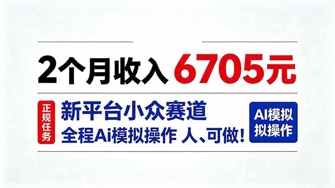 2个月收入6705元，最新平台小众赛道，全程Ai操作人人可做！ - 中创网