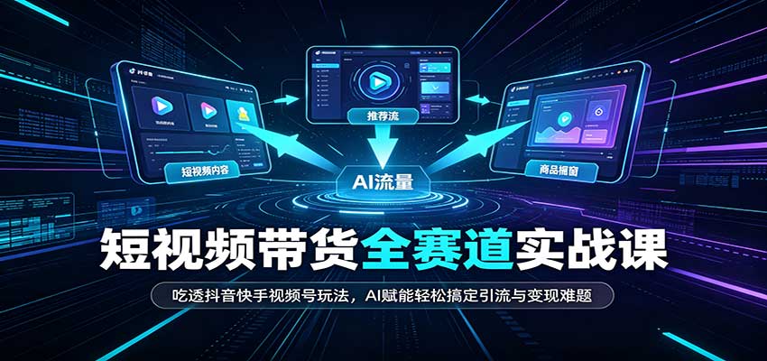 短视频带货全赛道：吃透抖音快手视频号玩法，AI赋能轻松搞定引流与变现难题 - 福缘网