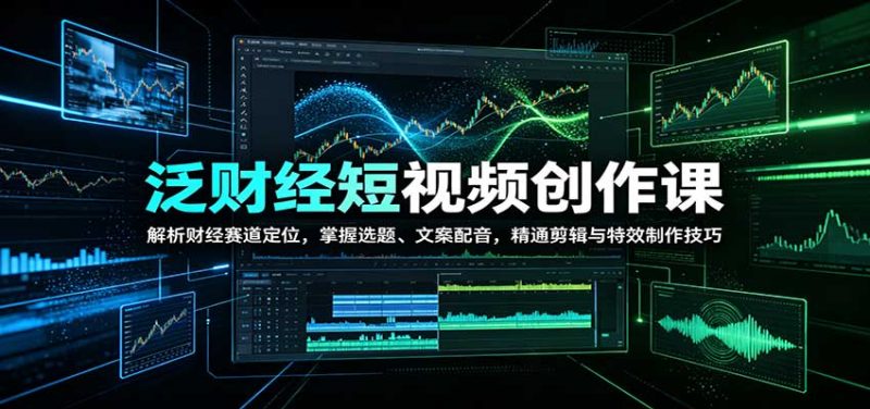 泛财经短视频创作课:解析财经赛道定位,掌握选题、文案配音,精通剪辑与特效制作技巧-初遇资源网
