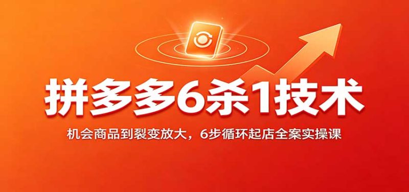 拼多多6杀1技术:机会商品到裂变放大,6步循环起店全案实操课-初遇资源网