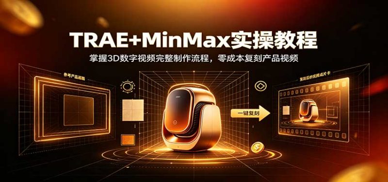 TRAE+MinMax实操教程:掌握3D数字视频完整制作流程,零成本复刻产品视频-初遇资源网