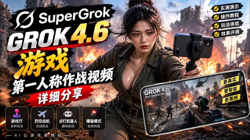 Grok 4.6 也能做游戏?第一人称作战视频实测|玩法详细讲解-初遇资源网
