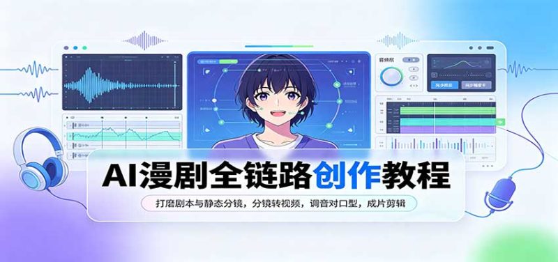 AI漫剧全链路创作教程：打磨剧本与静态分镜，分镜转视频，调音对口型，成片剪辑-初遇资源网