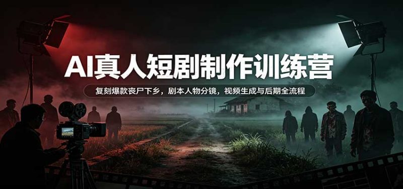 AI真人短剧制作训练营:复刻爆款丧尸下乡,剧本人物分镜,视频生成与后期全流程-初遇资源网