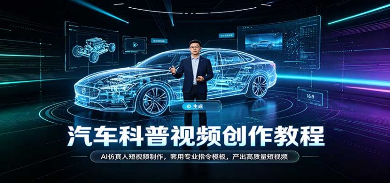 汽车科普视频创作教程:AI仿真人短视频制作,套用专业指令模板,产出高质量短视频-初遇资源网