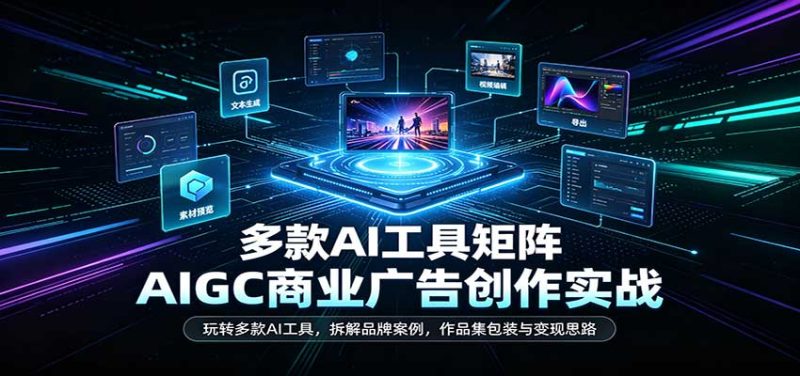 AIGC商业广告创作实战:玩转多款AI工具,拆解品牌案例,作品集包装与变现思路-初遇资源网