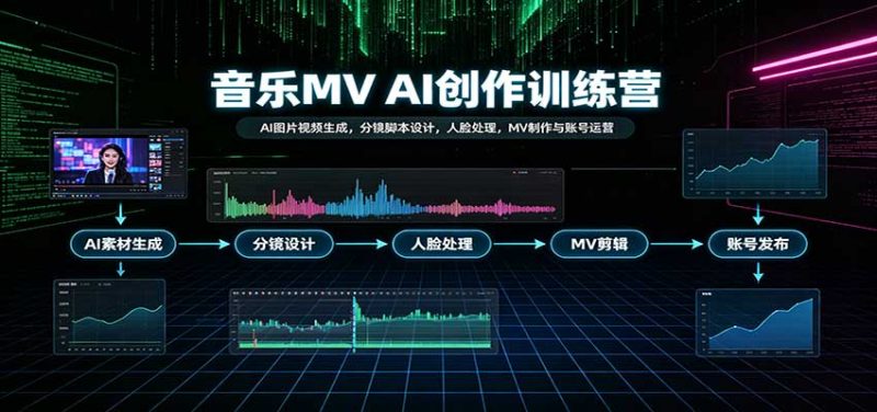 音乐MV AI创作训练营：AI图片视频生成，分镜脚本设计，人脸处理，MV制作与账号运营-初遇资源网