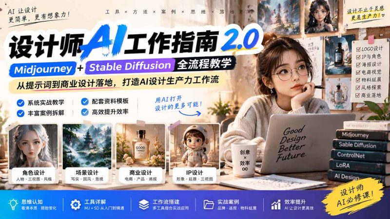 《设计师AI工作指南 2.0》-无水印课:从思维落地,解锁 AI 设计生产力-初遇资源网