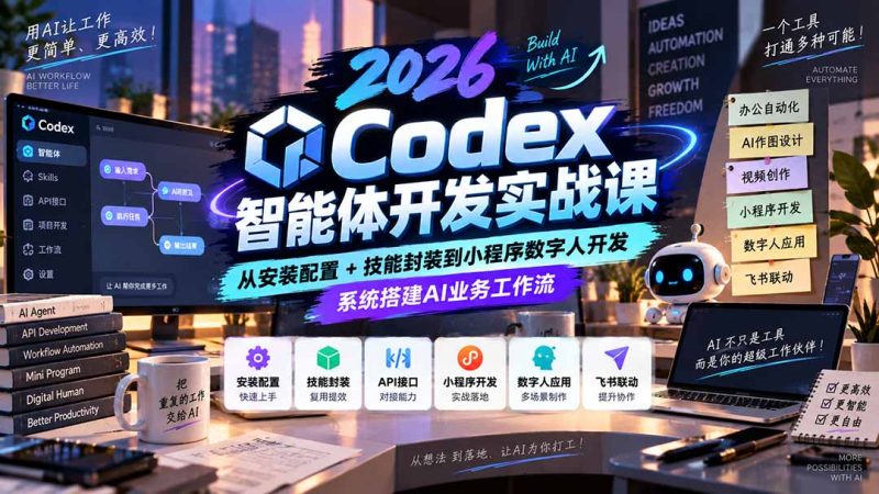 2026Codex智能体开发实战课:从安装配置+技能封装到小程序数字人开发,系统搭建AI业务工作流-初遇资源网
