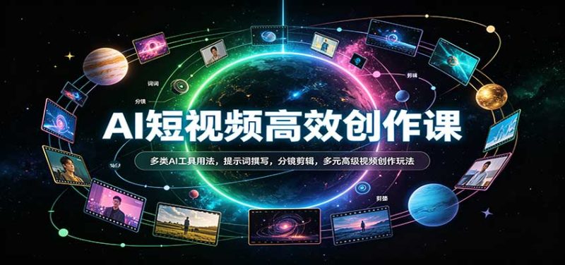 AI短视频高效创作课:多类AI工具用法,提示词撰写,分镜剪辑,多元高级视频创作玩法-初遇资源网