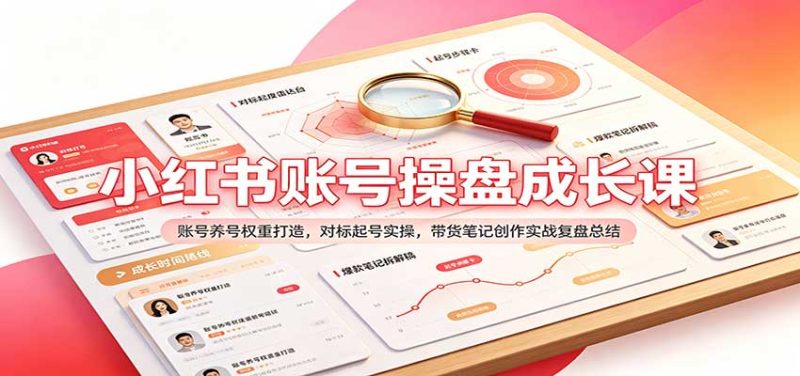 小红书账号操盘成长课:账号养号权重打造,对标起号实操,带货笔记创作实战复盘总结-初遇资源网