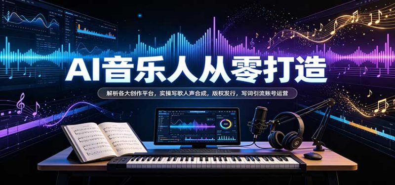 AI音乐人从零打造:解析各大创作平台,实操写歌人声合成,版权发行,写词引流账号运营-初遇资源网