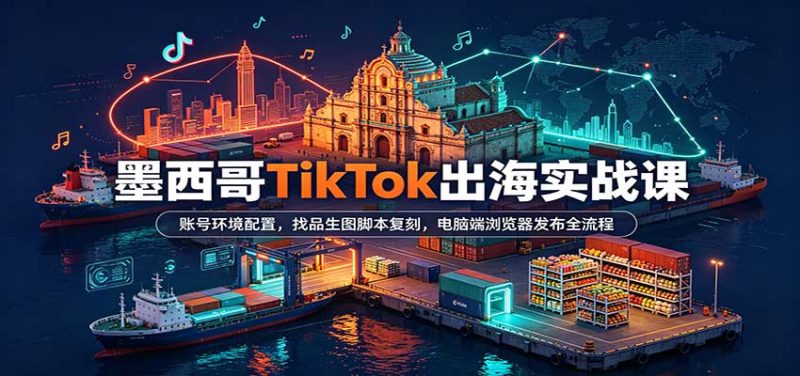 墨西哥TikTok出海实战课：账号环境配置，找品生图脚本复刻，电脑端浏览器发布全流程-初遇资源网