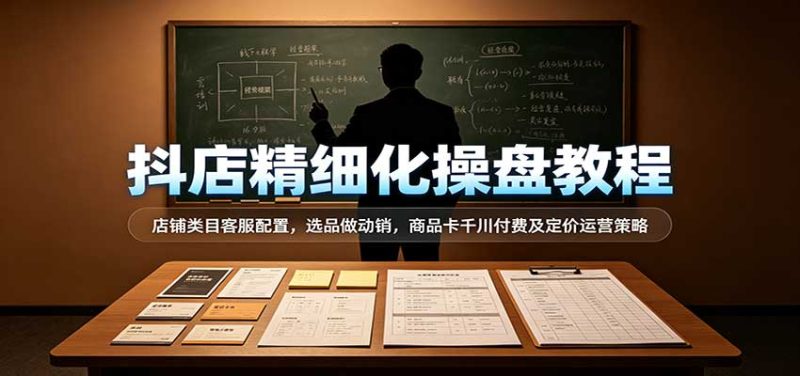 抖店精细化操盘教程:店铺类目客服配置,选品做动销,商品卡千川付费及定价运营策略-初遇资源网