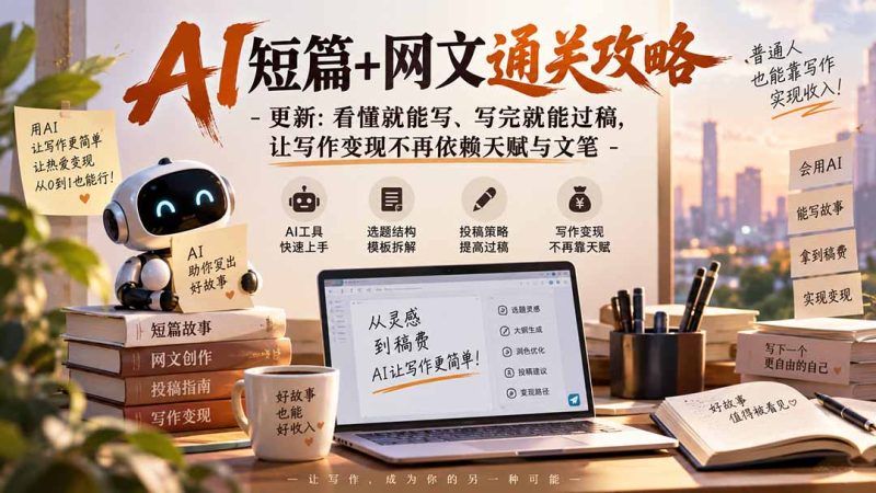 AI短篇+网文通关攻略-更新0921:看懂就能写、写完就能过稿,让写作变现不再依赖天赋与文笔-初遇资源网