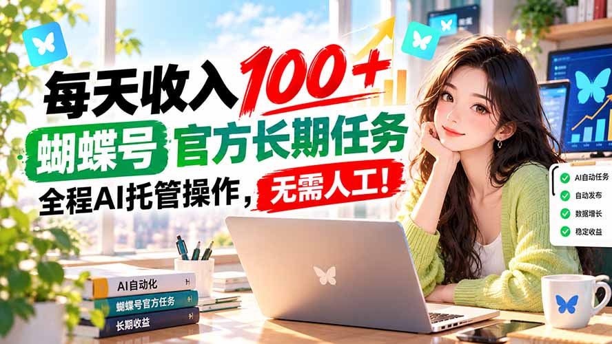 每天收入100＋， 蝴蝶号官方长期任务， 全程ai托管操作，无需人工！ - 中创网