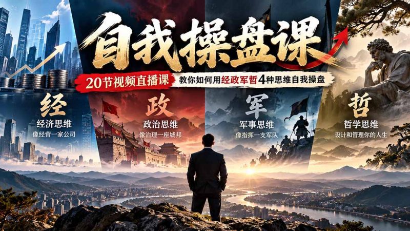 【无水印】自我操盘课,20节视频直播课教你如何用经政军哲4种思维自我操盘(更新0924)-初遇资源网