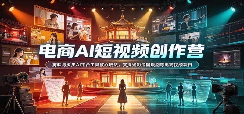 电商AI短视频创作营:剪映与多类AI平台工具核心玩法,实操光影溶图漫剧等电商视频项目-初遇资源网