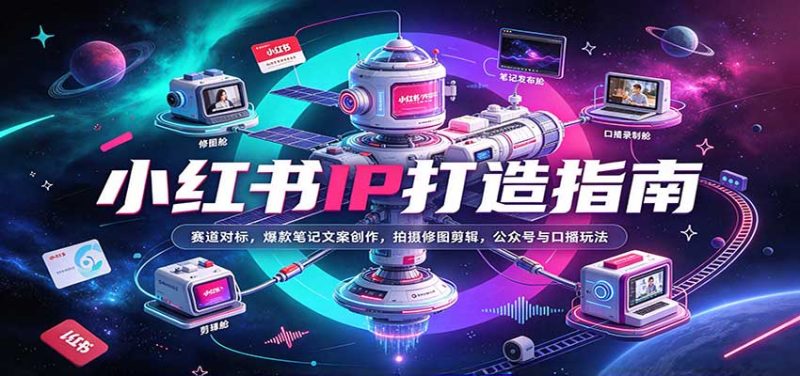 小红书IP打造指南:赛道对标,爆款笔记文案创作,拍摄修图剪辑,公众号与口播玩法-初遇资源网