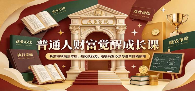 普通人财富觉醒成长课：拆解赚钱底层本质，强化执行力，通晓商业心法与进阶赚钱策略-初遇资源网