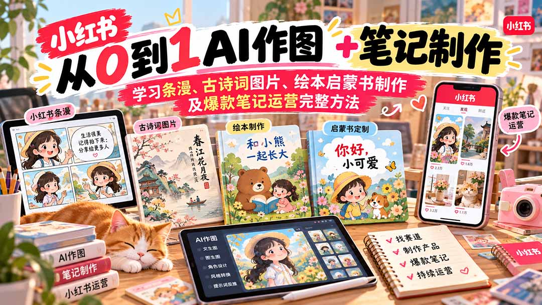 2026小红书AI内容创作从0到1：学习条漫、古诗词图片、绘本启蒙书制作及爆款笔记运营完整方法 - 中创网